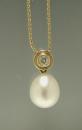 14k  diamond  drop pearl