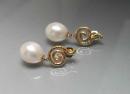 14k gold and drop pearl earrings