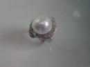 Pearl and diamond ring